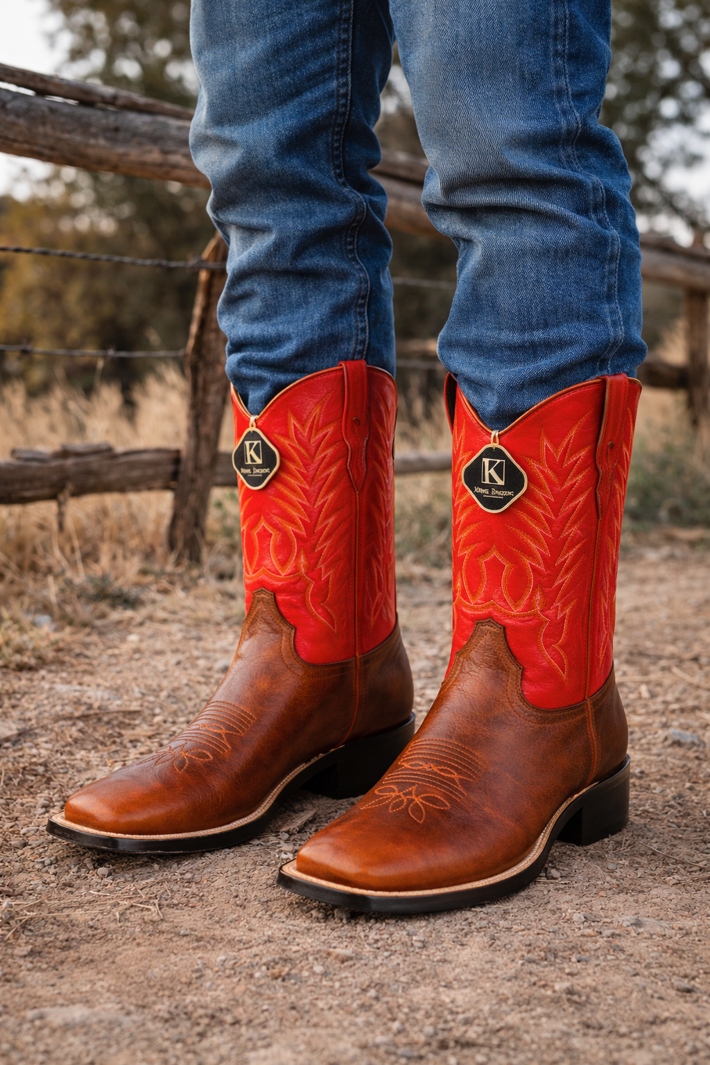 King Exotic Genuine Leather Square Toe Boots