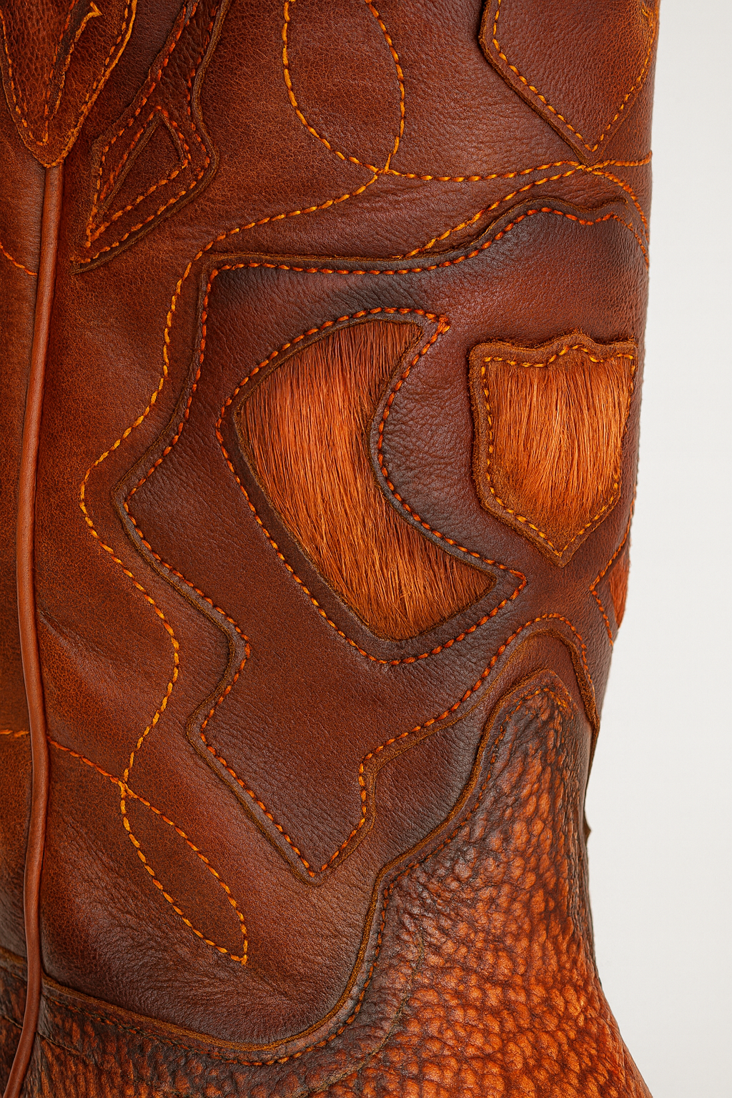 Men's King Exotic Snip Toe Sharkskin Boots Handcrafted Burnished Cognac (494RD0903)