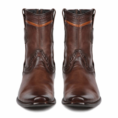Handcrafted Faded Brown Exotic Leather Boots