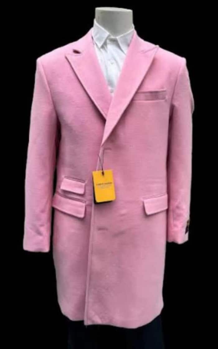 Light Pink Wool Carcoat for Men