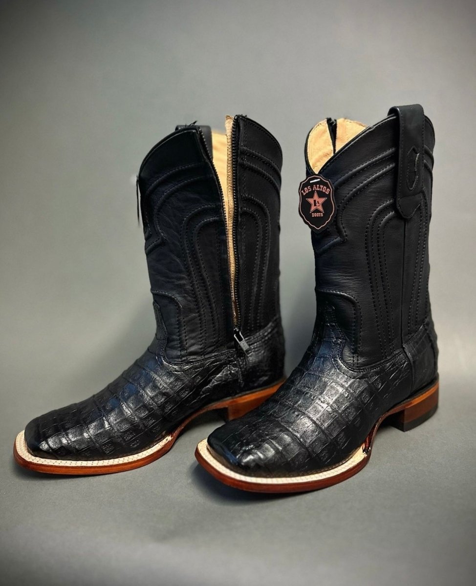 Los Altos Caiman Belly Square Toe Zipper Boots