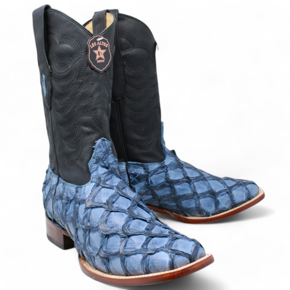 Los Altos Blue Monster Fish Leather Boots