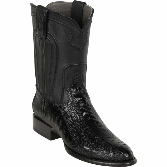 Los Altos Ostrich Leg Black Roper Boots for Men