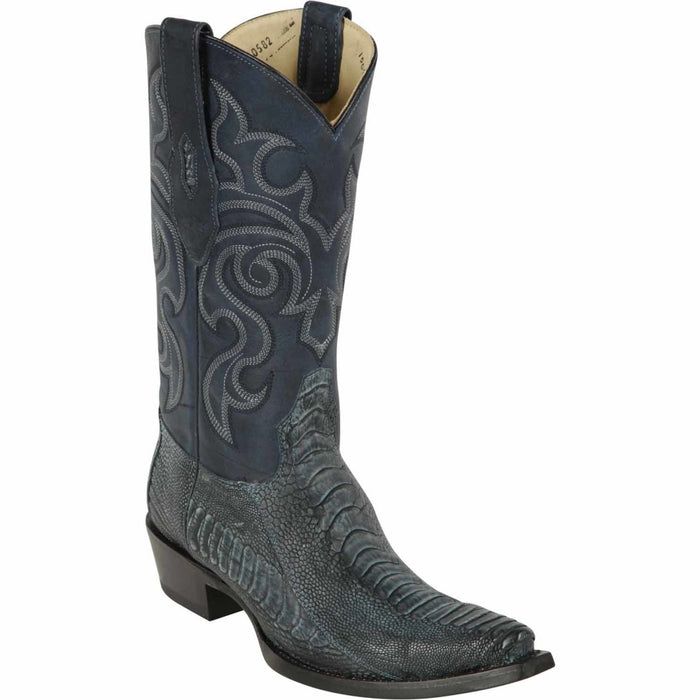 Los Altos Ostrich Leg Snip Toe Boots - Rustic Blue