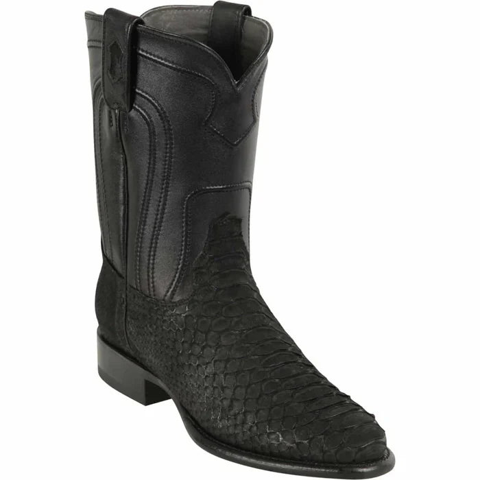 Los Altos Python Boots Roper Toe Black Suede