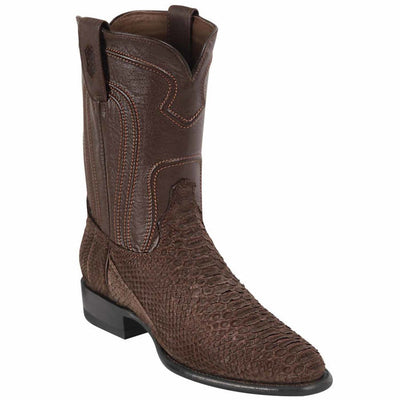 Men's Python Roper Toe Boots in Brown Suede