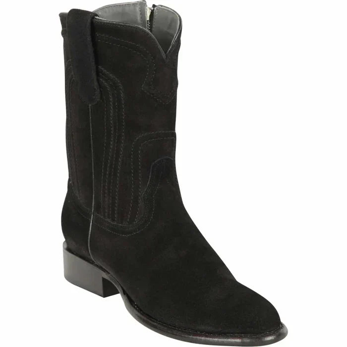Men's Los Altos Original Suede Leather Boots Roper Toe with Zipper - Black