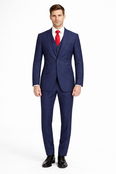 Mens Tiglio Solid Navy Suit β Classic 2 Piece Navy Blue Suit for Wedding, Business & Formal Wear