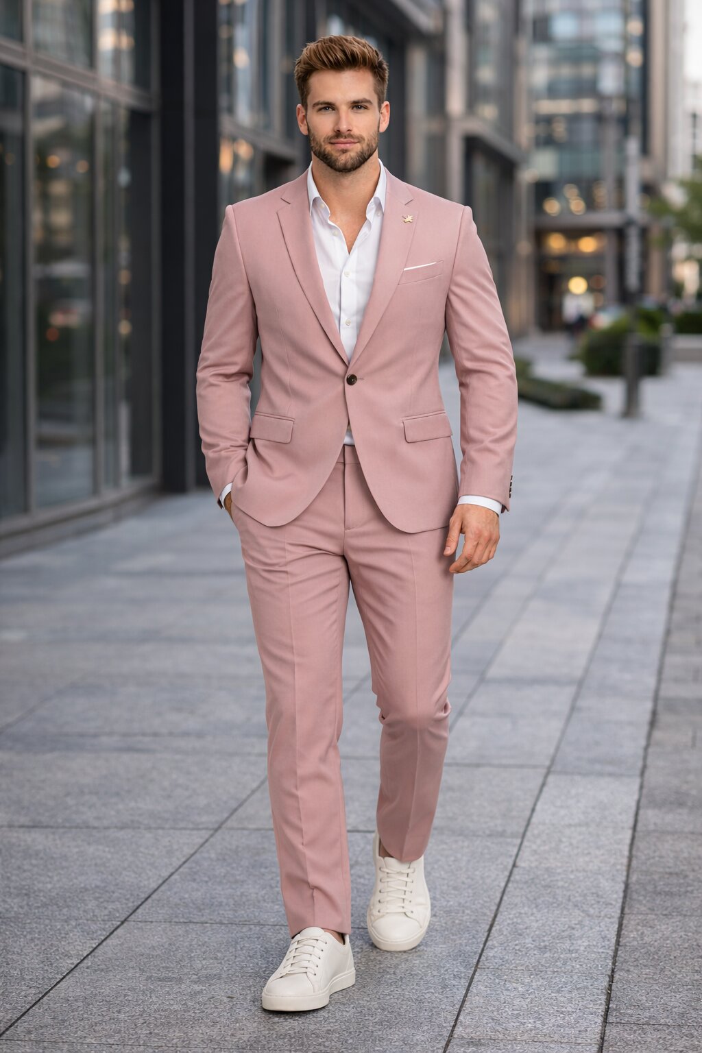 Blush Mauve Wedding Slim Suit for Men