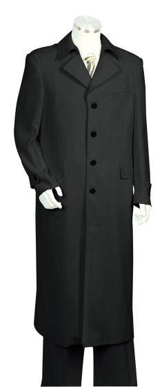 Men's Maxi Black Full Length Zoot Suit – Vintage Gangster Style Long Coat Formal Suit