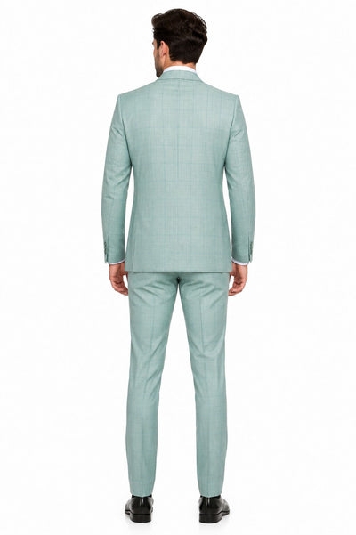 Tiglio Rosso Suit - Classic Fit Athletic Cut 100% Wool Super 150s Italian Fabric Peak Lapel in Color Mint Green