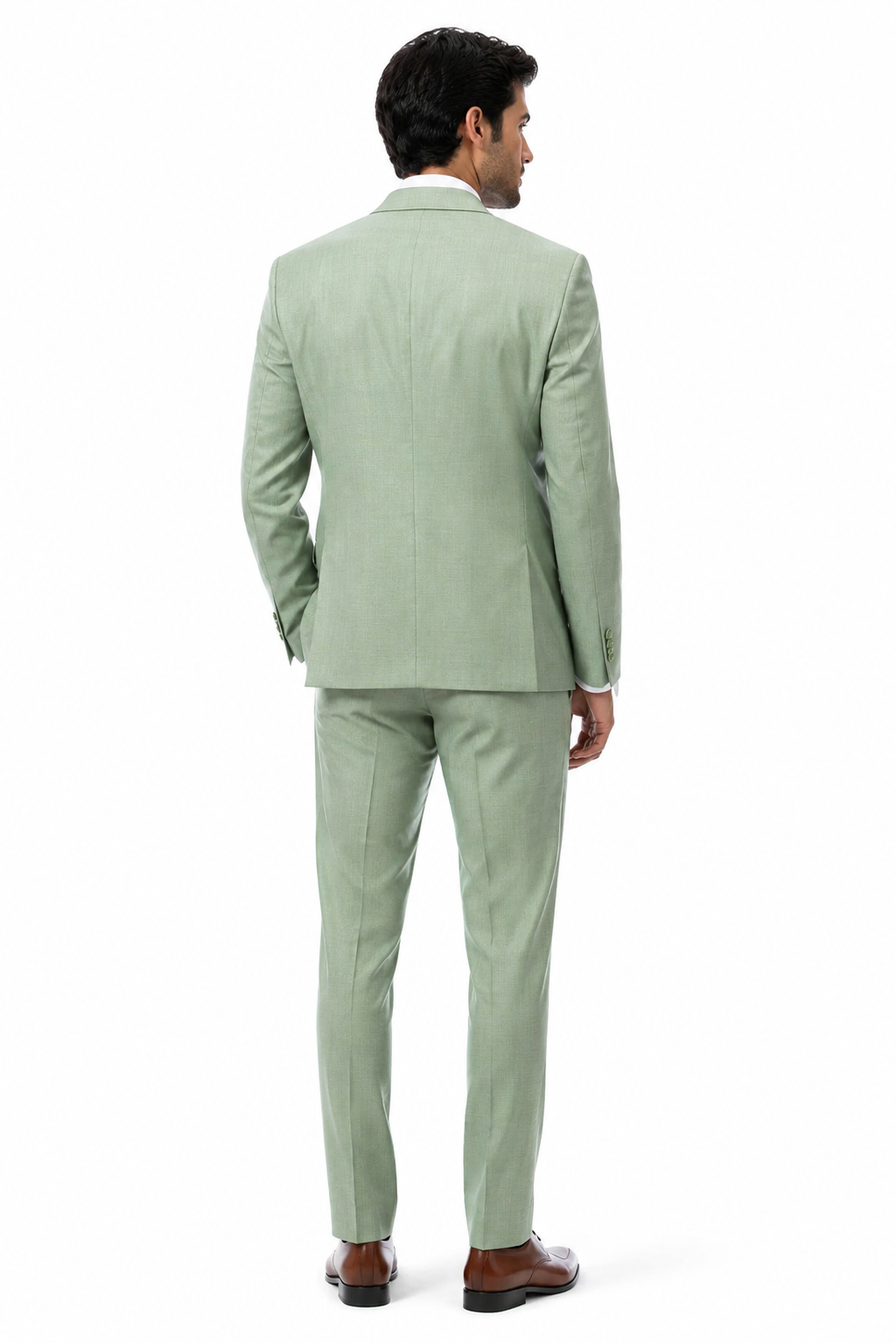 Modern Fit Moss Green Sharkskin Suit with Vest
