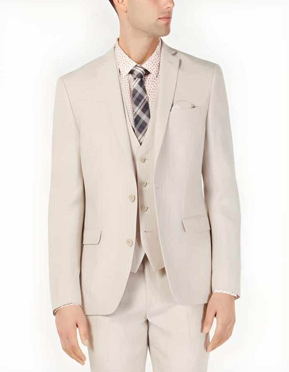 Tan Linen 3 Piece Men's Summer Suit