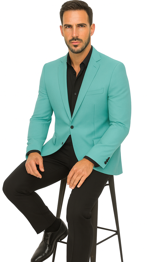 Men's One Button Aqua Blazer