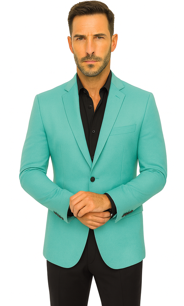 Men's One Button Aqua Blazer
