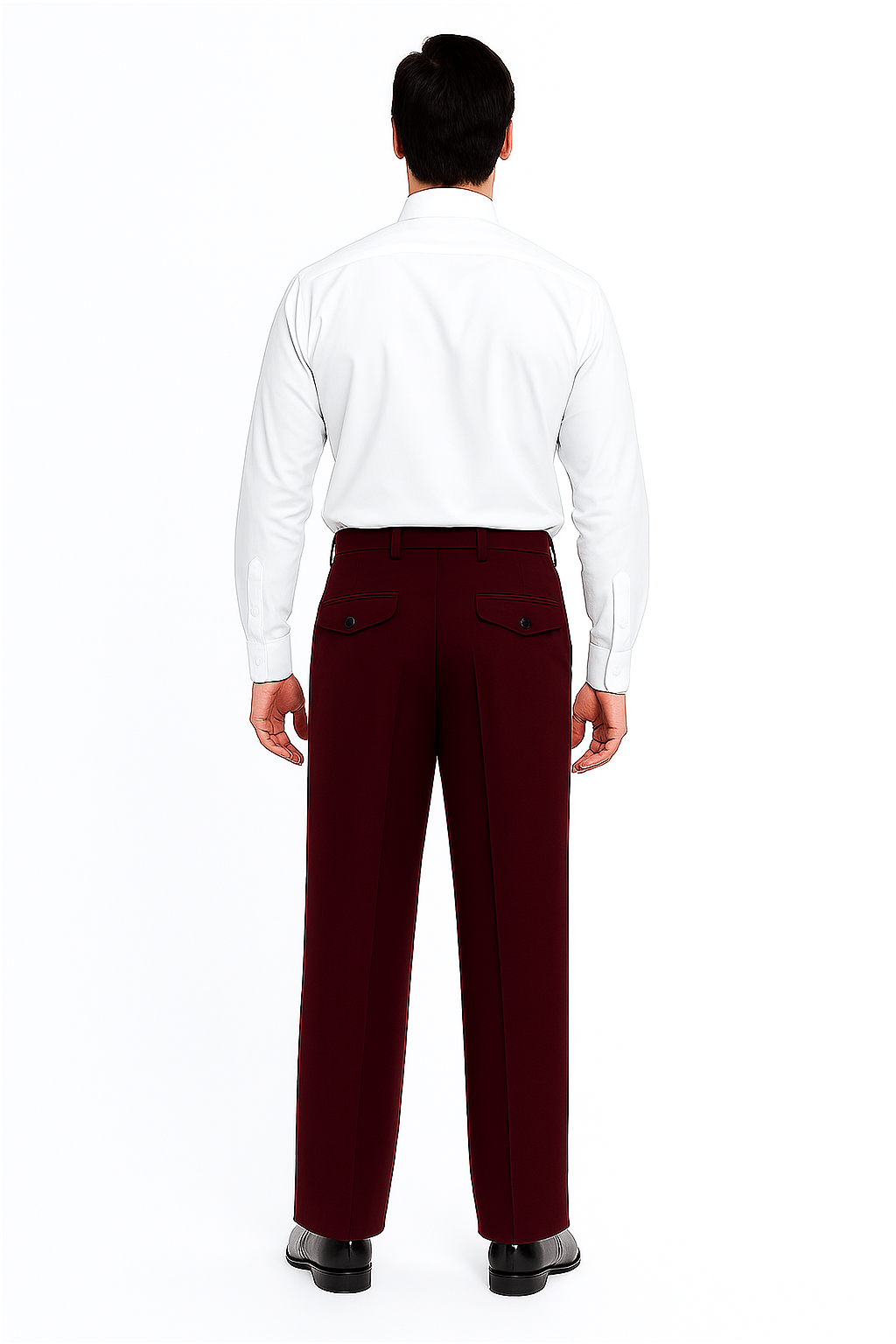 Mens Pant - Pleated Wide Leg - Burgundy