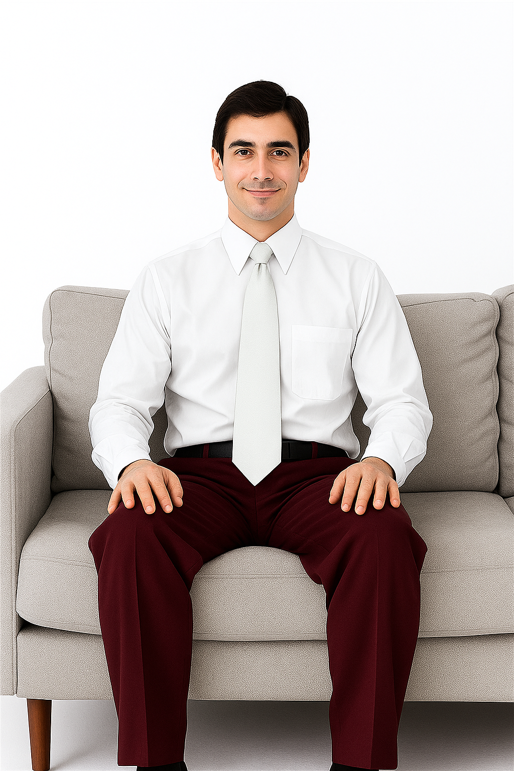 Mens Pant - Pleated Wide Leg - Burgundy