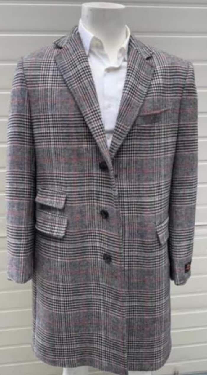 Men's Checkered Three Quarter Wool Carcoat