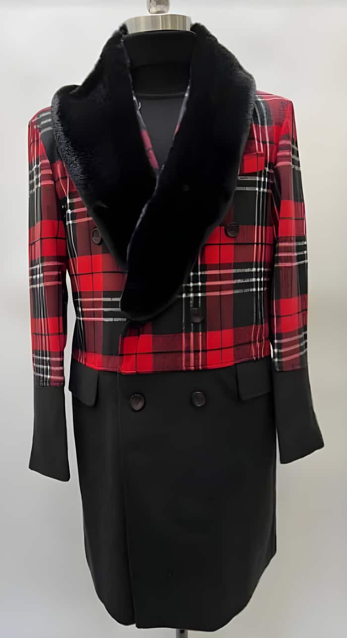 Plaid Houndstooth Checker Double Breasted Overcoat