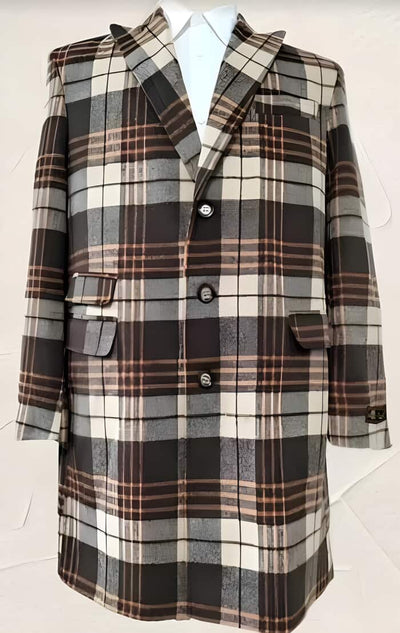 Men's Wool Plaid Peacoat by Mensitaly