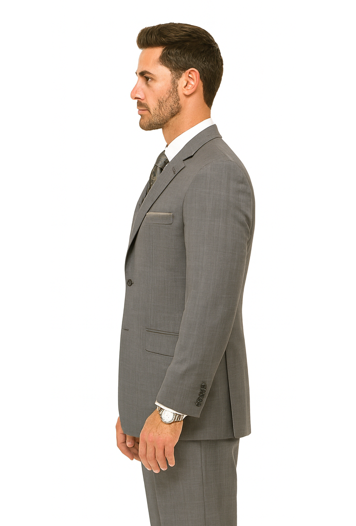 Mens Plaid Suit 2 button Vested windowpane Pant Suit Charcoal - Three Piece Suit