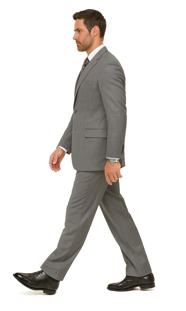 Mens Plaid Suit 2 button Vested windowpane Pant Suit Charcoal - Three Piece Suit