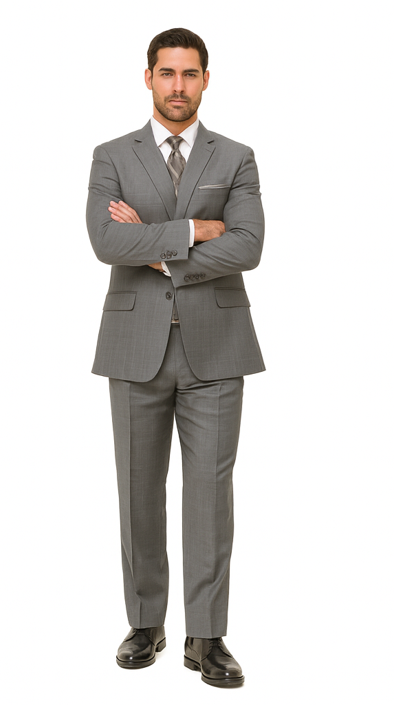 Mens Plaid Suit 2 button Vested windowpane Pant Suit Charcoal - Three Piece Suit