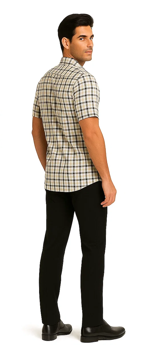 Mens Plaid Walking Suit in black by Dreams by Zacchi – 2 Piece Leisure Outfit with Matching shirt and pant-$99