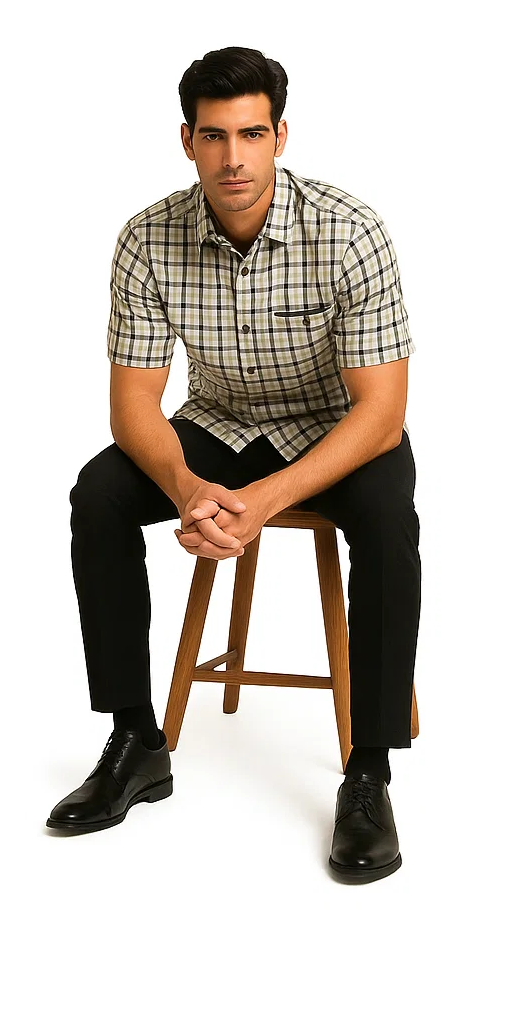 Mens Plaid Walking Suit in black by Dreams by Zacchi – 2 Piece Leisure Outfit with Matching shirt and pant-$99