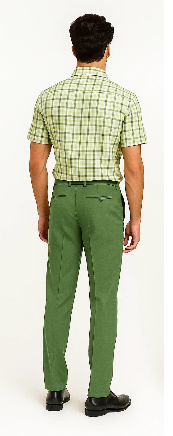 Mens Plaid Walking Suit in sage by Dreams by Zacchi – 2 Piece Leisure Outfit with Matching Shirt and pant -$99