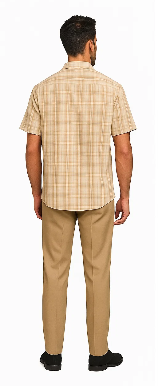 Plaid Tan Walking Suit by Dreams by Zacchi