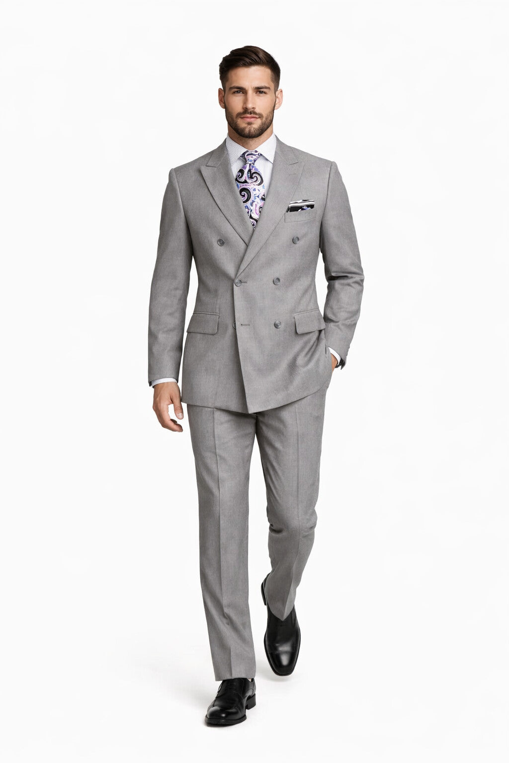 Apollo King Men's 2pc Double Breasted Outlet Suit Pleated Pants