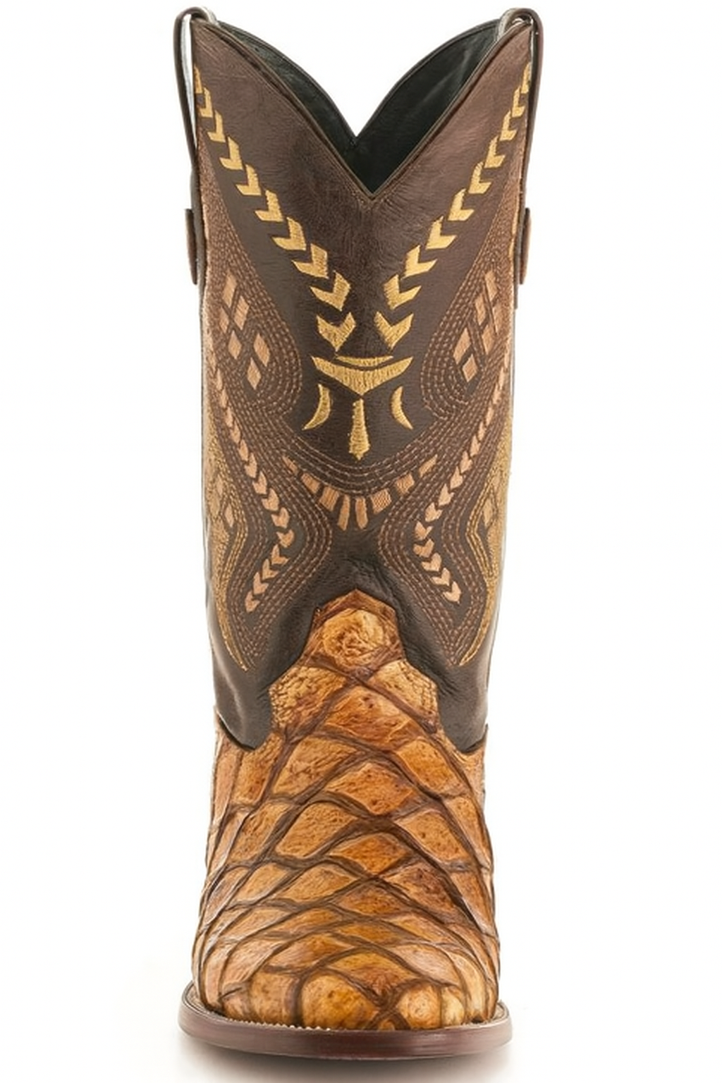 Mens Print Pirarucu Fish Boots Handcrafted Cognac