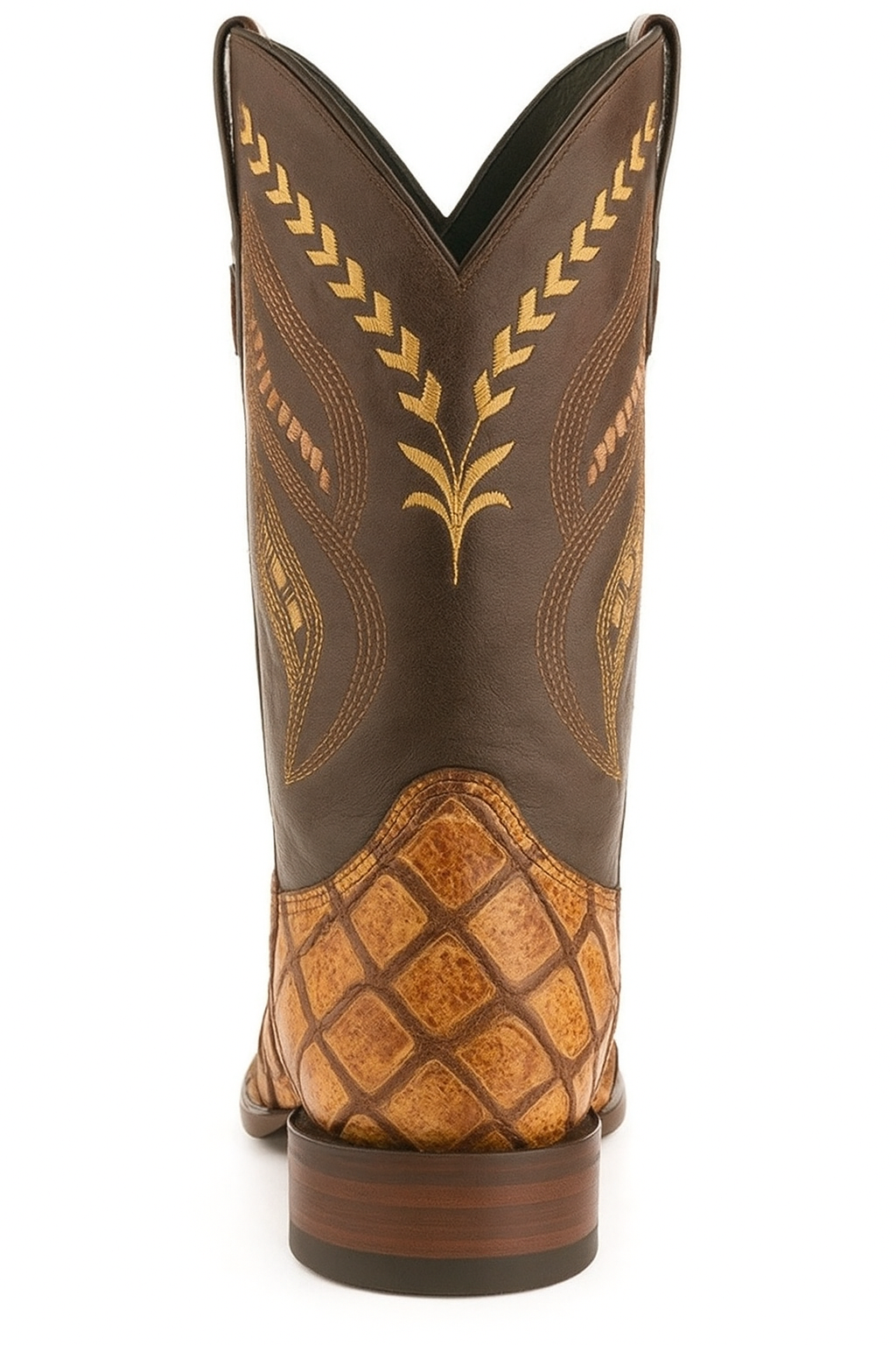 Mens Print Pirarucu Fish Boots Handcrafted Cognac