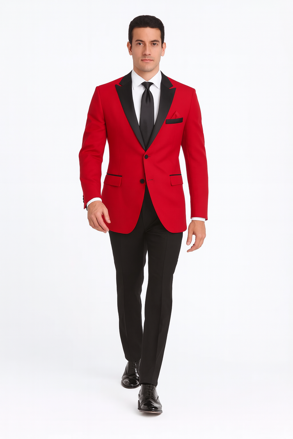 Mens Red Suit Fashion Tuxedo Jacket with Black & Black Trousers For Men