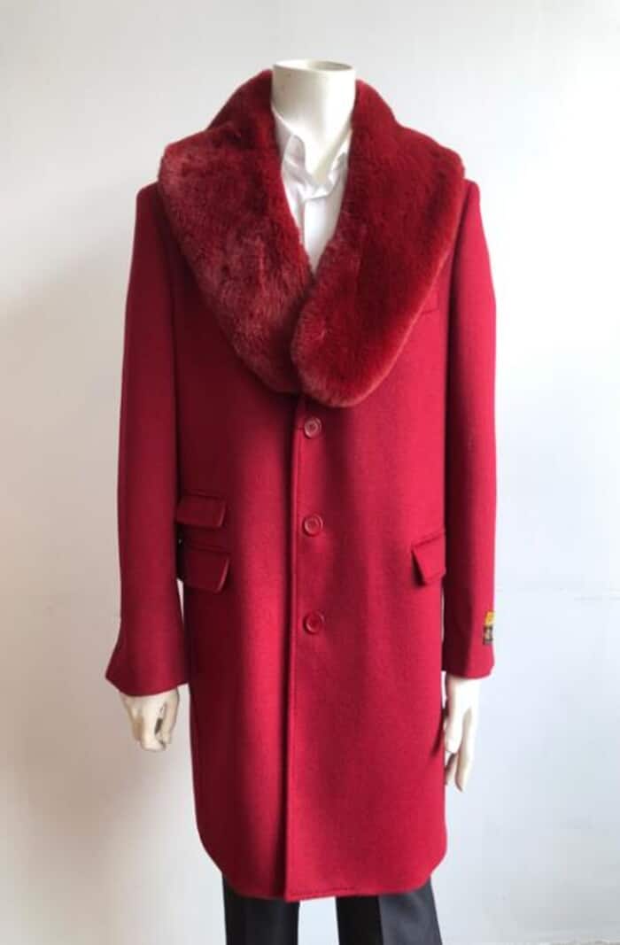 Men's Red Wool Carcoat - Three Quarter Length