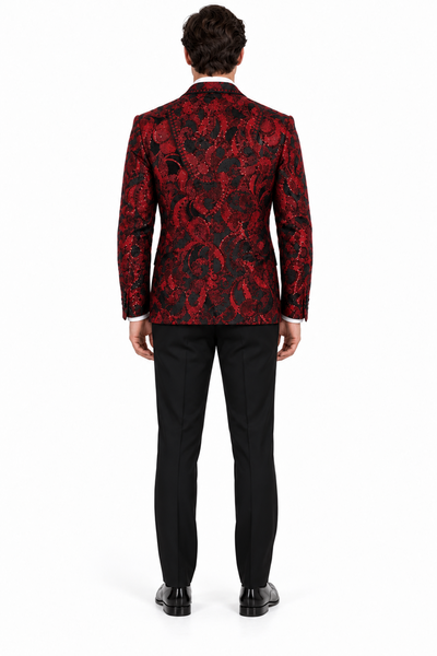 Mens Sequin Blazer Sportcoat in Color "Red" - Tuxedo Jacket Newyear Holiday