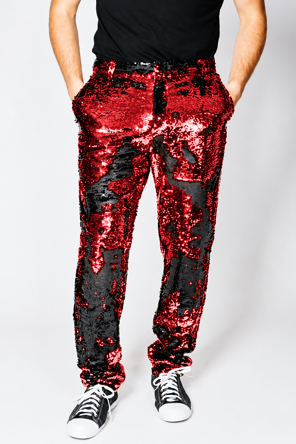 Mens Red Sequin Dress Party Pants
