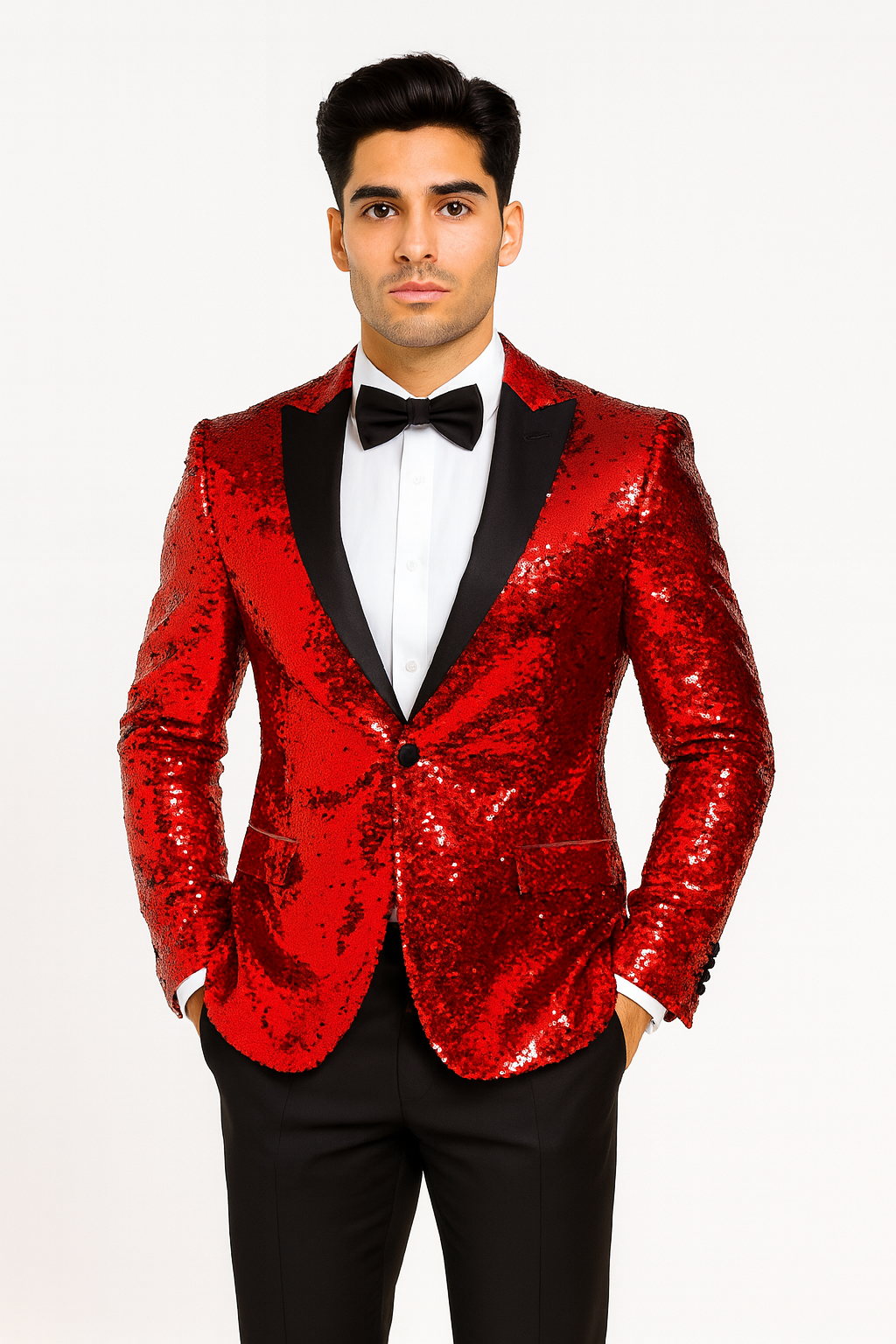 Mens Sequin Suit With Black Pants and Matching Bowtie