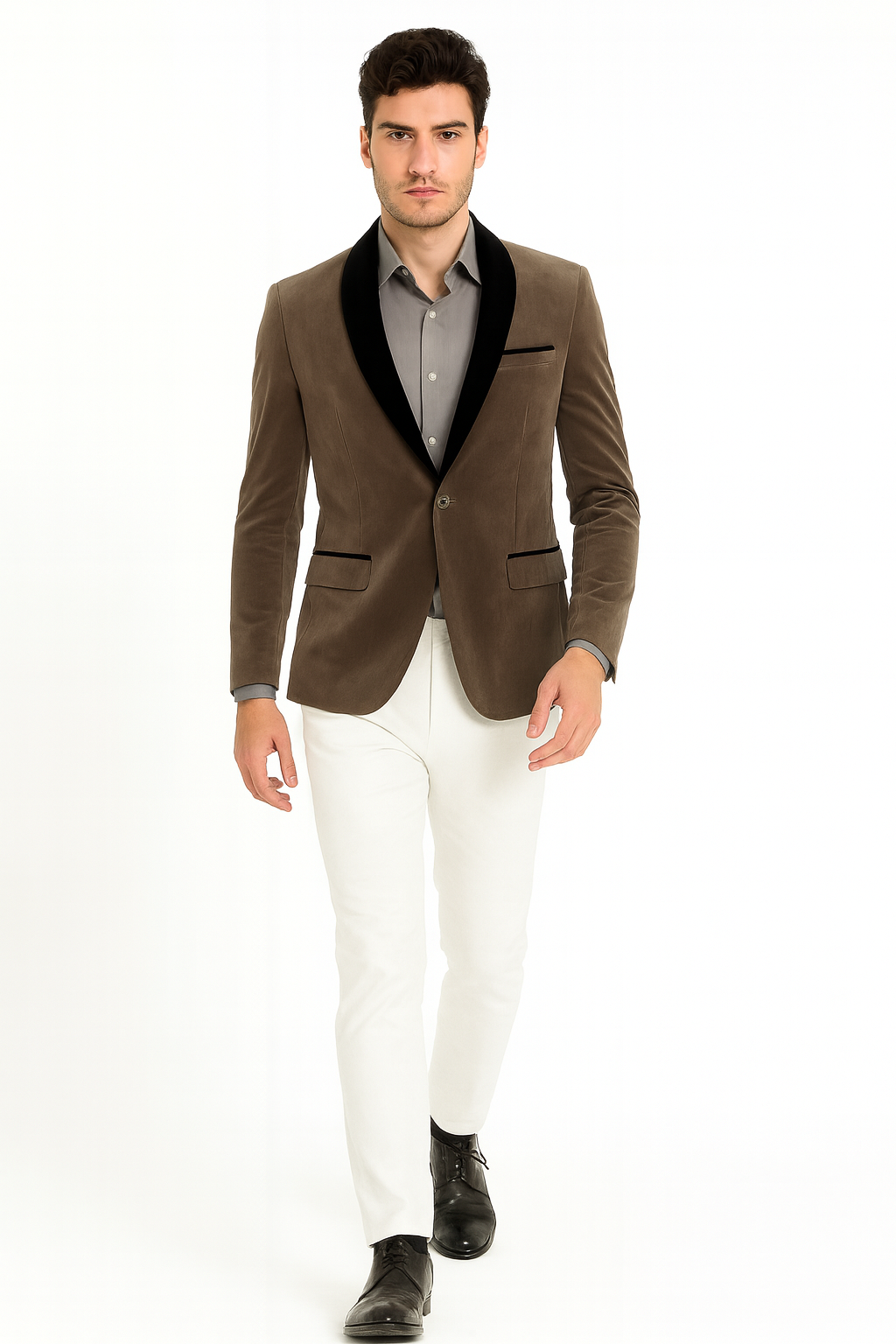 Men's Shawl Lapel Velvet Blazer Available In Gray ~ Grey Tuxedo / velour Men's blazer Jacket Men's / Tux /