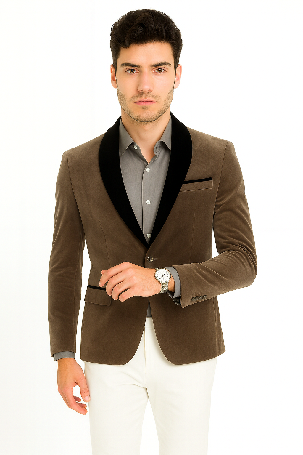 Men's Shawl Lapel Velvet Blazer Available In Gray ~ Grey Tuxedo / velour Men's blazer Jacket Men's / Tux /