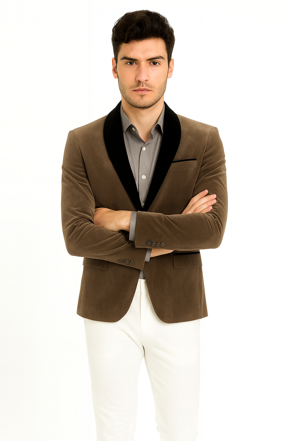 Men's Shawl Lapel Velvet Blazer Available In Gray ~ Grey Tuxedo / velour Men's blazer Jacket Men's / Tux /