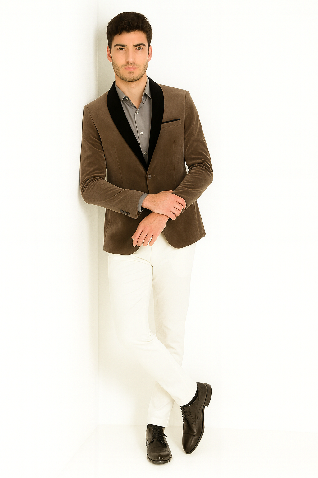 Men's Shawl Lapel Velvet Blazer Available In Gray ~ Grey Tuxedo / velour Men's blazer Jacket Men's / Tux /