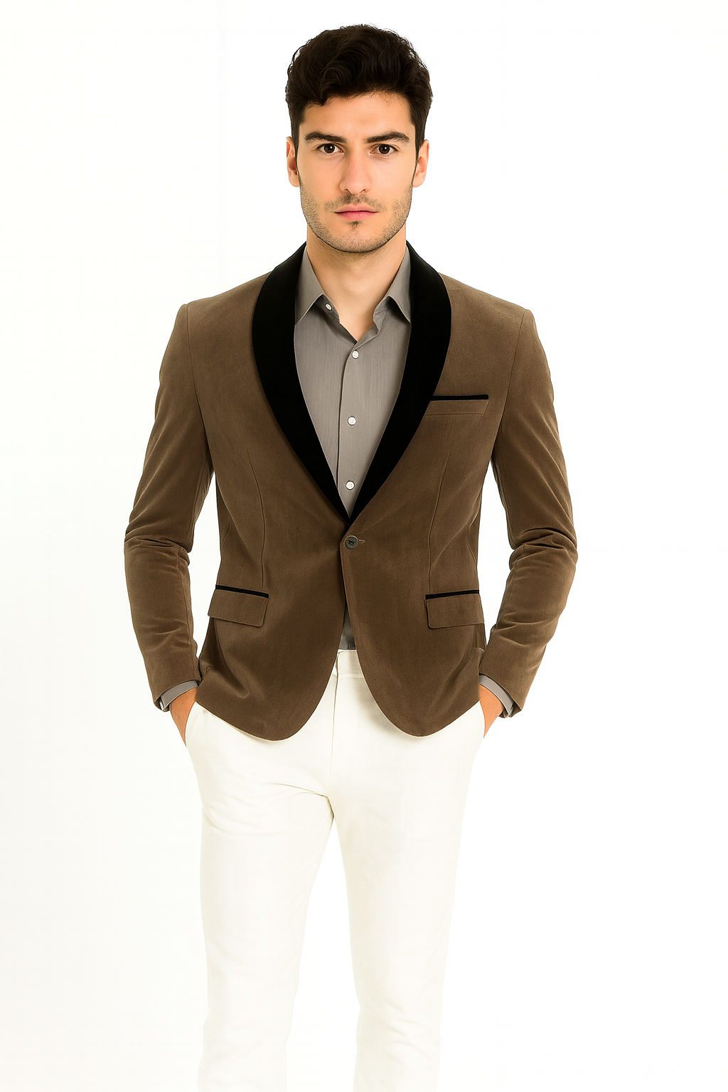 Men's Shawl Lapel Velvet Blazer Available In Gray ~ Grey Tuxedo / velour Men's blazer Jacket Men's / Tux /