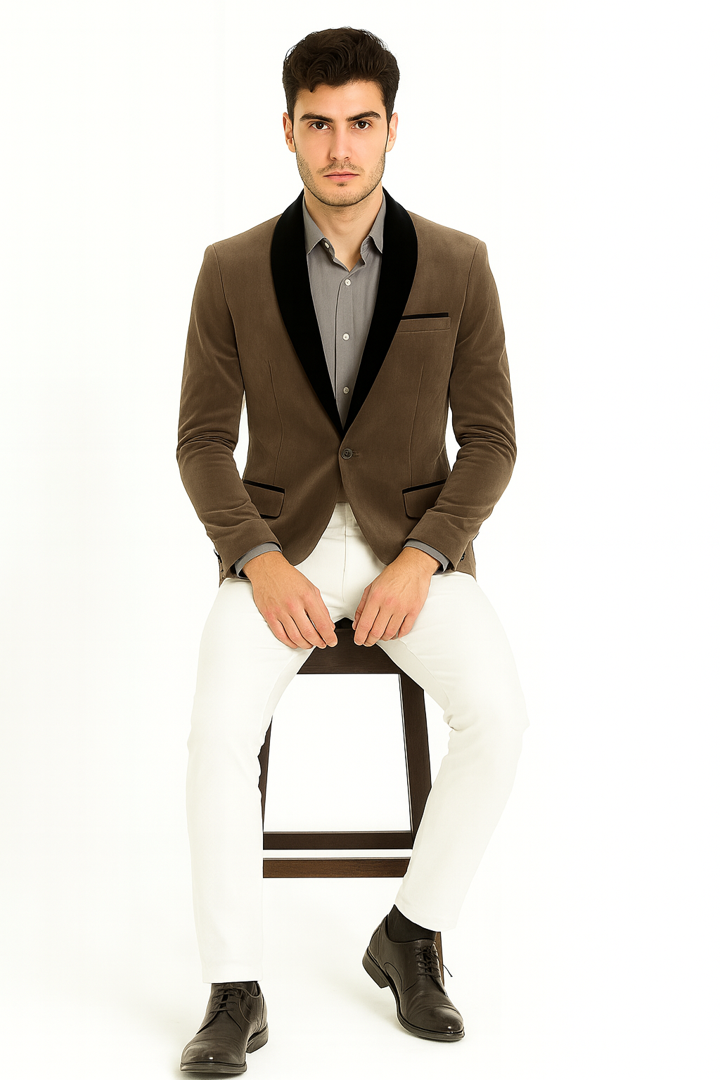 Men's Shawl Lapel Velvet Blazer Available In Gray ~ Grey Tuxedo / velour Men's blazer Jacket Men's / Tux /