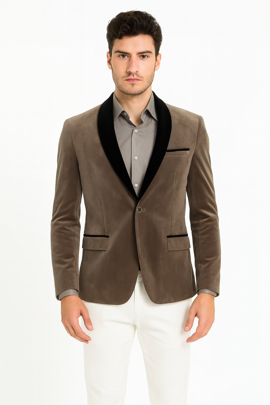 Men's Shawl Lapel Velvet Blazer Available In Gray ~ Grey Tuxedo / velour Men's blazer Jacket Men's / Tux /