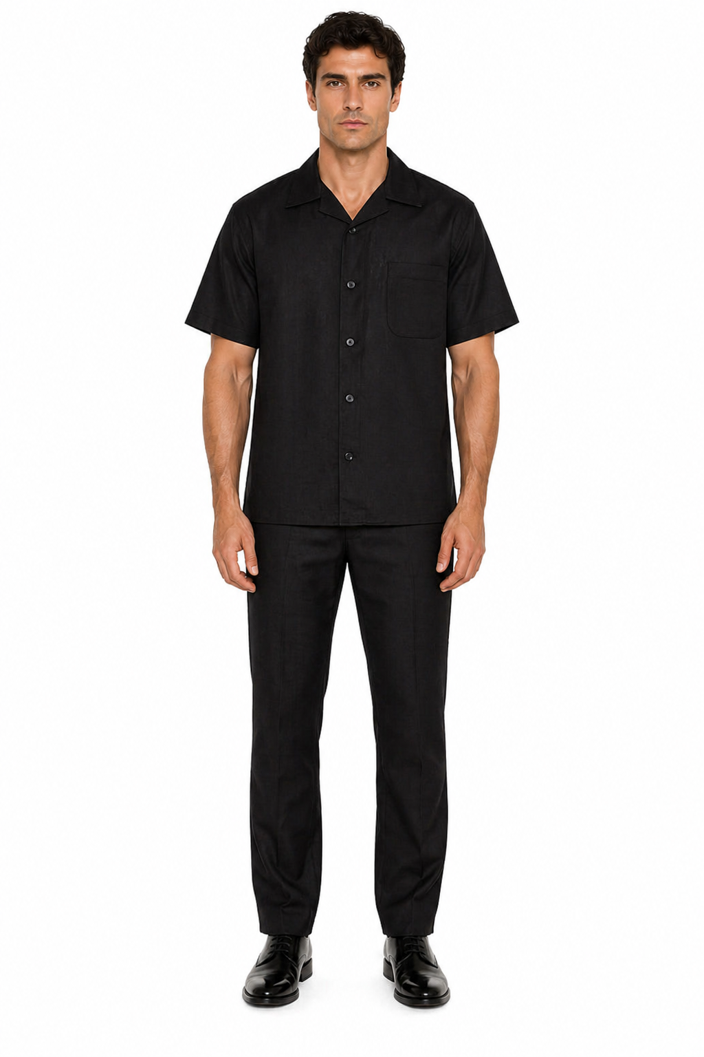 Linen Men's Black Walking Suit by Milano Moda