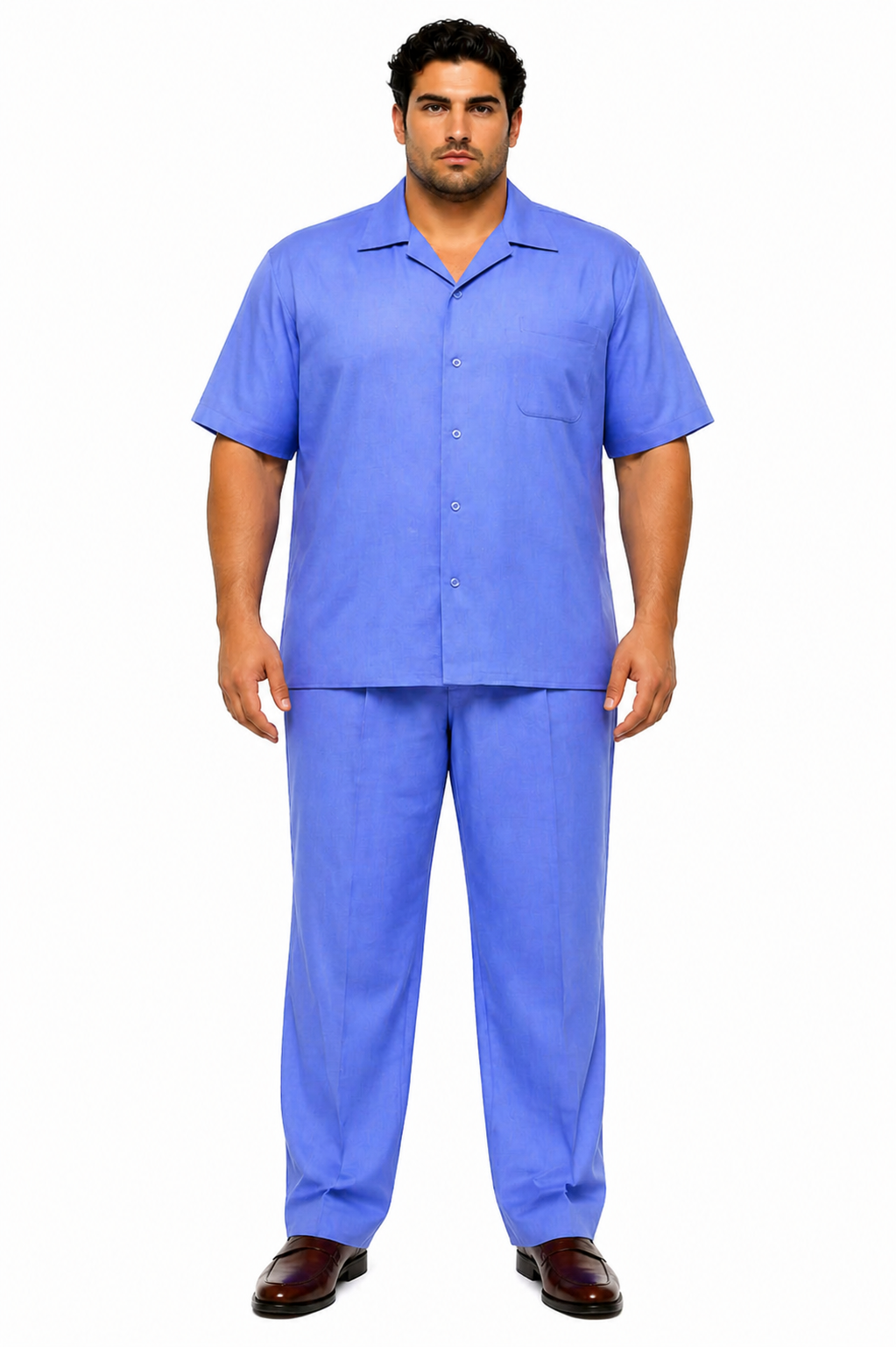 Mens Linen Short Sleeve Leisure Walking Suit