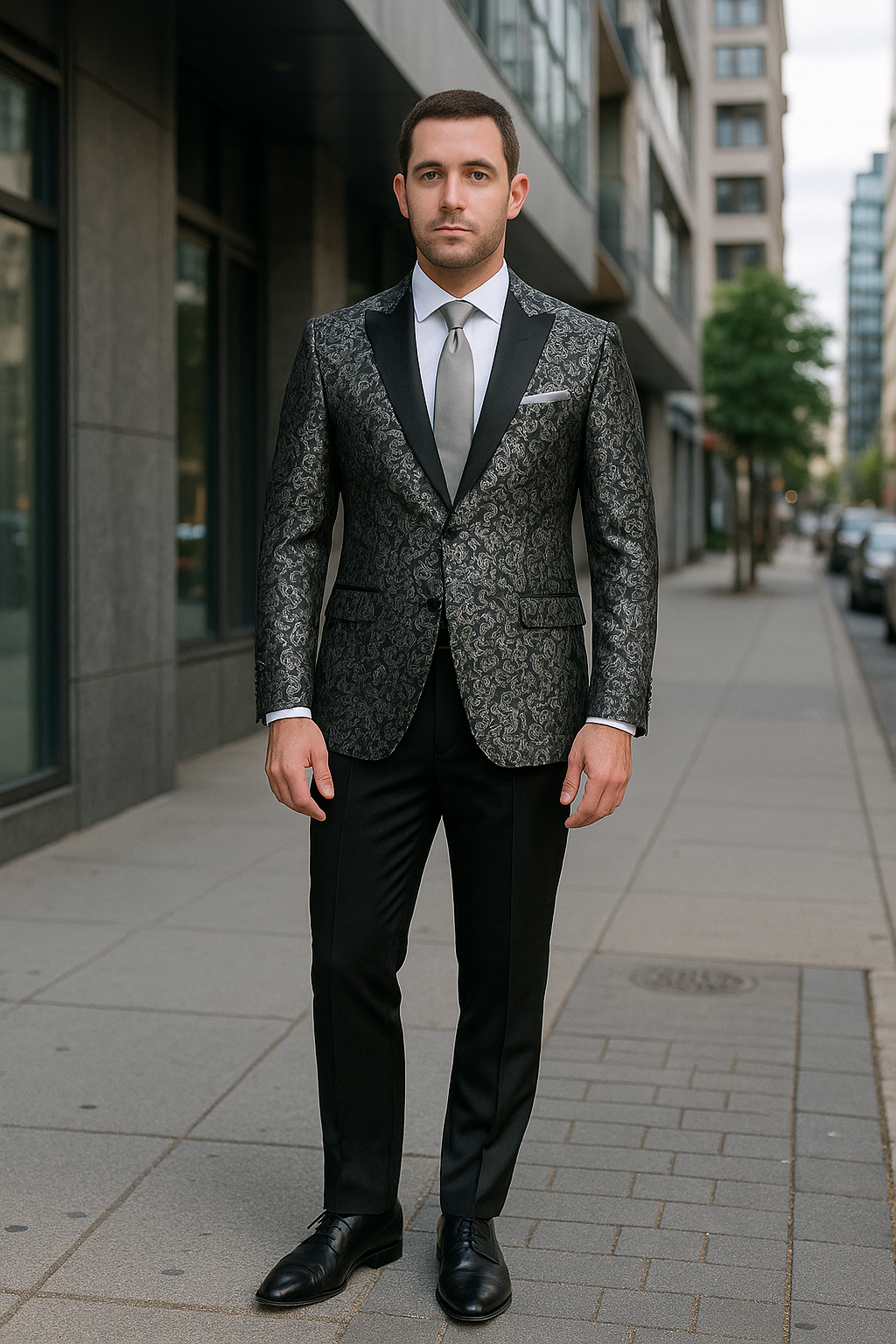 Paisley Blazer - Silver Tuxedo - Dinner Jacket - Prom Tuxedo