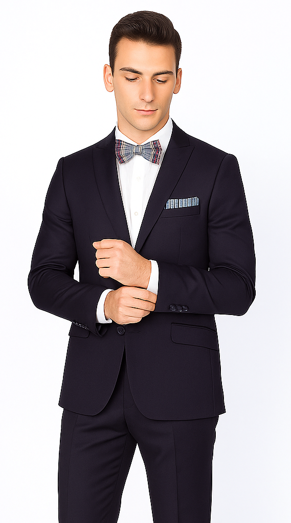 Men’s Slim Fit 100% Wool Suit by Rossiman Rossi | Peak Lapel Jacket & Plum Tapered Pants – Italian Tailored Luxury 3-Piece Suit